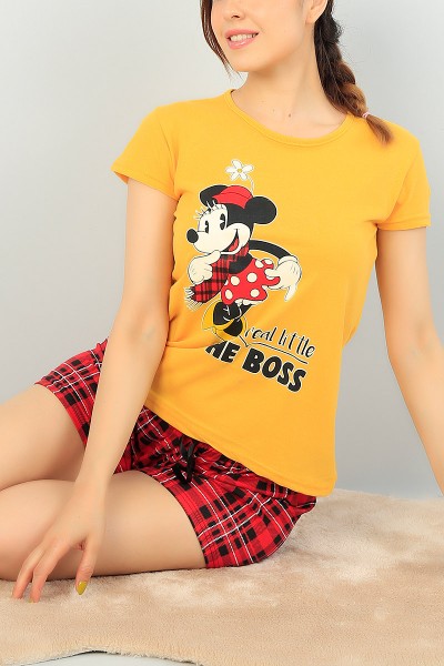 Hardal Baskılı Bayan Şort Pijama Takımı 67012