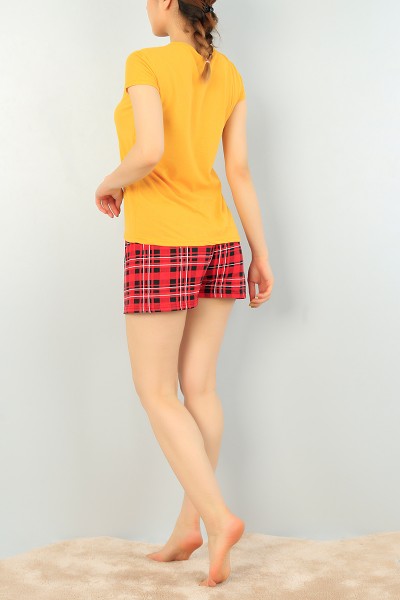 Hardal Baskılı Bayan Şort Pijama Takımı 67012