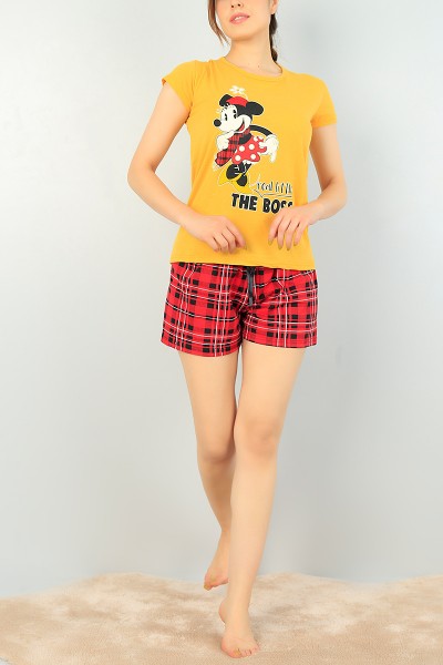 Hardal Baskılı Bayan Şort Pijama Takımı 67012