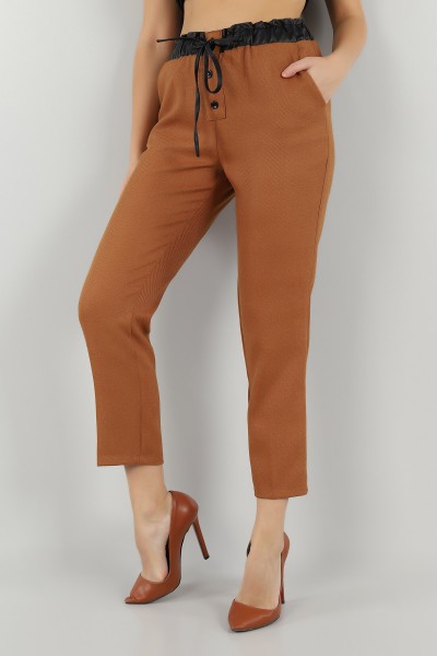 Hardal Beli Lastikli Yün Efek Pantolon 149035