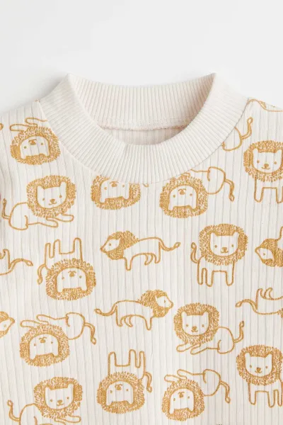 Hardal Beyaz  (1-3 Yaş) Aslan Desenli Raporlu Çocuk Pijama Takım 477333