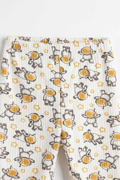Hardal Beyaz  (1-3 Yaş) Astronot Desenli Raporlu Çocuk Pijama Takım 477344