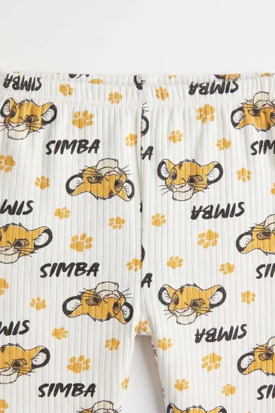 Hardal Beyaz  (1-3 Yaş) Simba Desenli Raporlu Çocuk Pijama Takım 477340