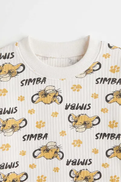 Hardal Beyaz  (1-3 Yaş) Simba Desenli Raporlu Çocuk Pijama Takım 477340
