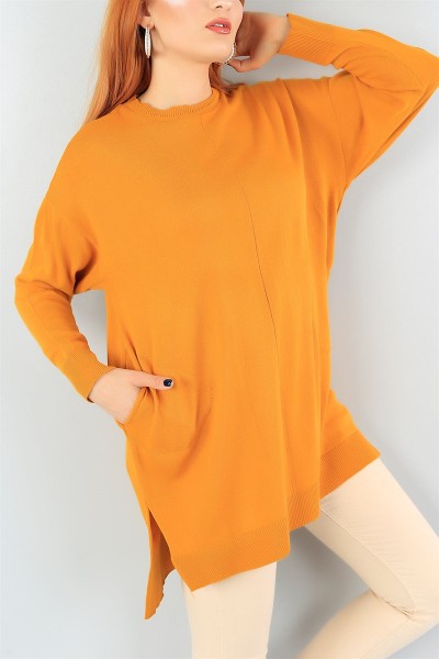 Hardal Cep Detay Triko Tunik 42132