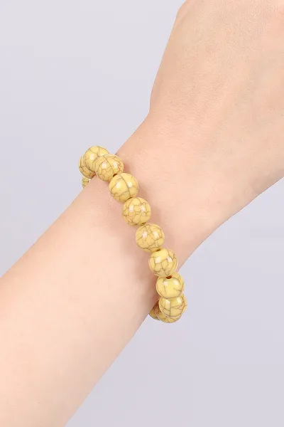 Hardal Doğal Taş Unisex Lastikli Bileklik 468941