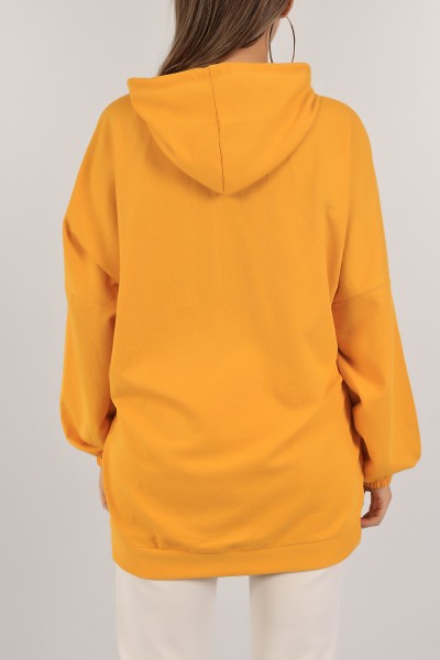 Hardal Kapüşonlu İki İp Sweat Tunik 136616
