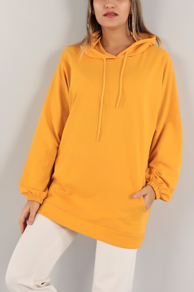Hardal Kapüşonlu İki İp Sweat Tunik 136616