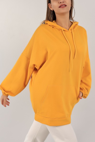 Hardal Kapüşonlu İki İp Sweat Tunik 136616