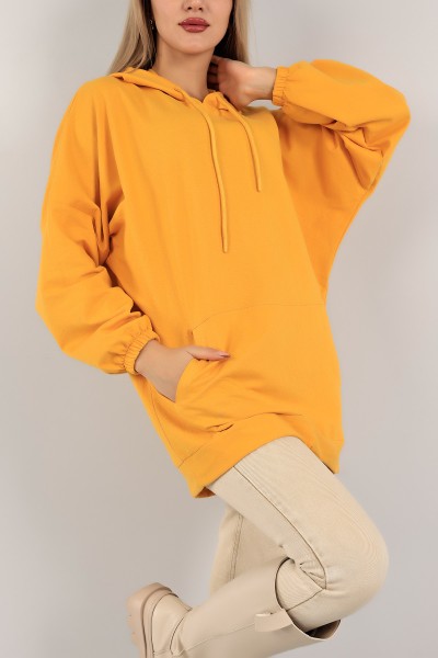 Hardal Kapüşonlu İki İp Sweat Tunik 142988