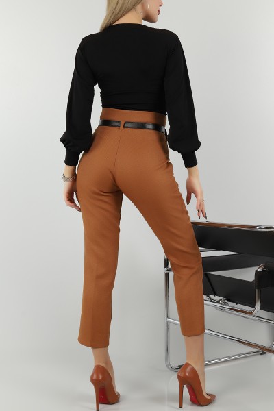 Hardal Kemerli Yün Efekt Bayan Pantolon -T 149027