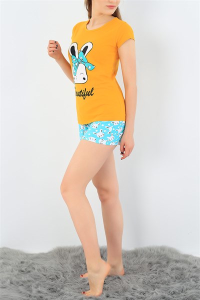 Hardal Likralı Bayan Pijama Takımı 34480
