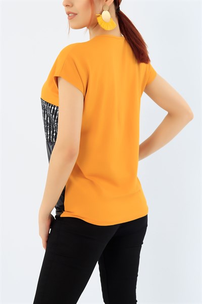 Hardal Likralı Pul İşlemeli Bluz 31125