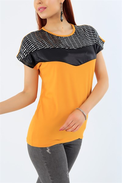 Hardal Likralı Pul İşlemeli Bluz 31846