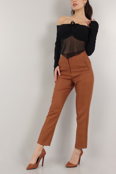 Hardal Pensli Cepsiz Yün Efek Pantolon -T 149096