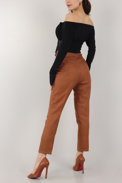 Hardal Pensli Cepsiz Yün Efek Pantolon -T 149096