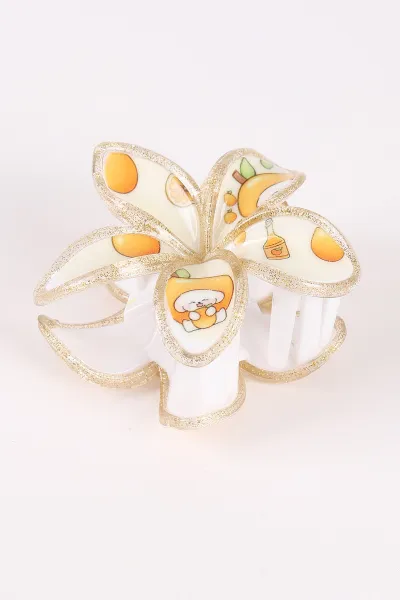 Hardal Üzeri Baskılı Lotus Model Orta Boy Mandal Toka 464217