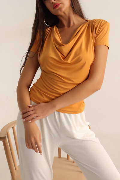 Hardal Vatkalı Sandy Kumaş Bluz 198556