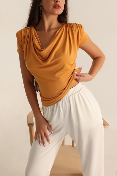 Hardal Vatkalı Sandy Kumaş Bluz 198556