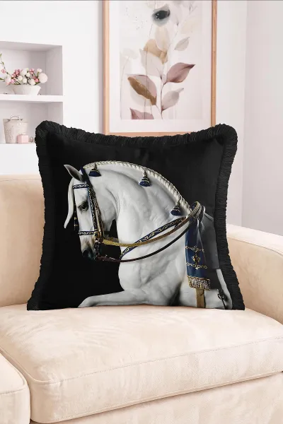 43x43 Cm Dijital Baskılı Fermuarlı Çift Taraflı Saçaklı Kırlent Kılıfı 483471