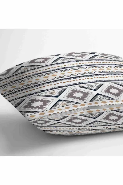 Beyaz 43x43 Dijital Baskılı Fermuarlı Modern Kırlent Kılıfı 252245