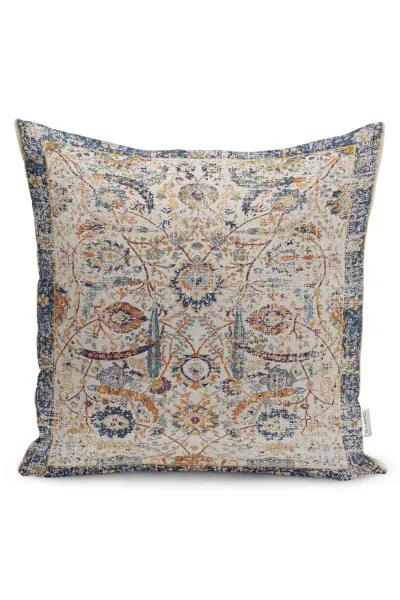 İndigo 43x43 Dijital Baskılı Fermuarlı Modern Kırlent Kılıfı 252265