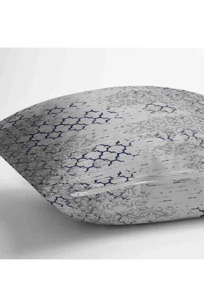 Gri 43x43 Dijital Baskılı Fermuarlı Modern Kırlent Kılıfı 252275
