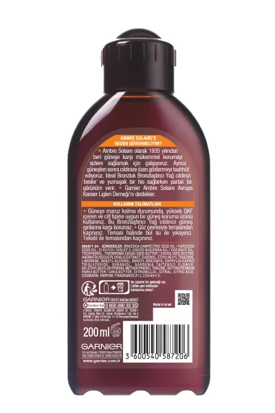 Garnier Ambre Solaire İdeal Bronzluk Bronzlaştırıcı Yağ 200 ml 260435