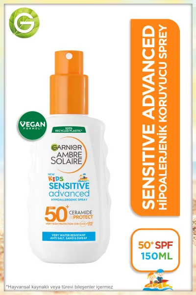 Garnier Ambre Solaire Sensitive Advanced Çocuk Hipoalerjenik Güneş Koruyucu Sprey Spf50 150ml 260378