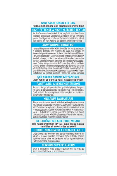 Garnier Ambre Solaire Sensitive Expert SPF50+ Güneş Koruyucu Jel Krem 50ml 260487