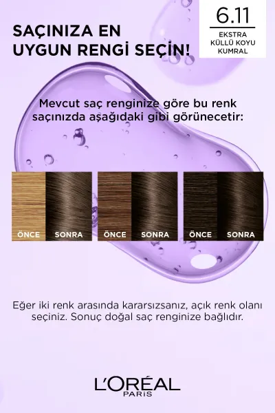 L’Oréal Paris Excellence Cool Creme 6.11 Ekstra Küllü Koyu Kumral Saç Boyası 275643