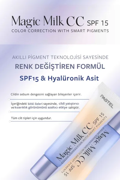 Pastel Magic Milk CC SPF 15 - Cilt Tonu Eşitleyici SPF 15 CC Krem 50 Light Medium 250958