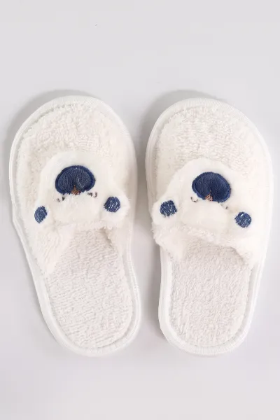 İndigo (0-24 Ay) Sevimli Köpek Nakışlı Unisex Bebek Bornoz Seti 475597