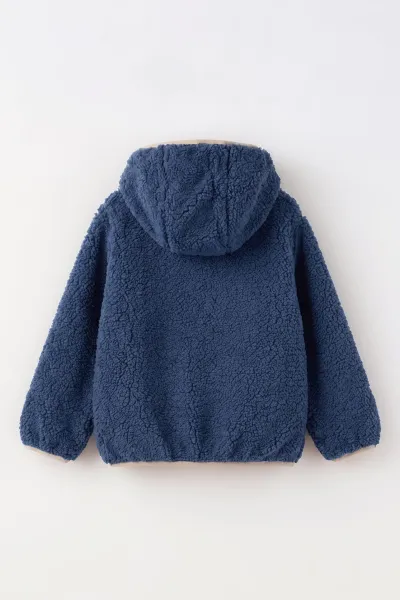 İndigo (1-4 Yaş) Understand Nakışlı Kapüşonlu Kanguru Cepli Yardım Fermuarlı Kuzu Erkek Bebek&Çocuk Sweatshirt 496316