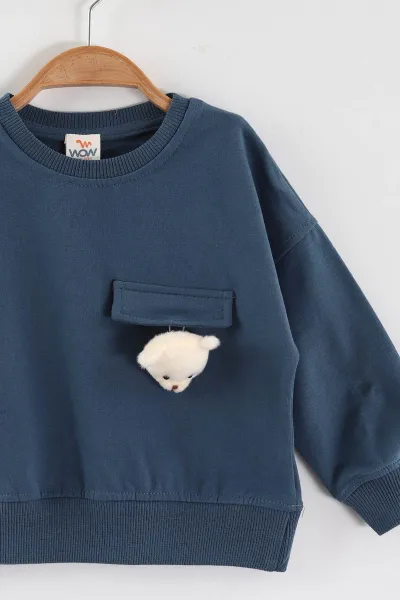 İndigo (1-4 Yaş)Ayıcık Aksesuarlı Erkek Çocuk Sweatshirt 432824