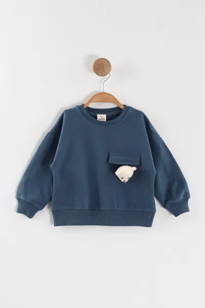 İndigo (1-4 Yaş)Ayıcık Aksesuarlı Erkek Çocuk Sweatshirt 432824