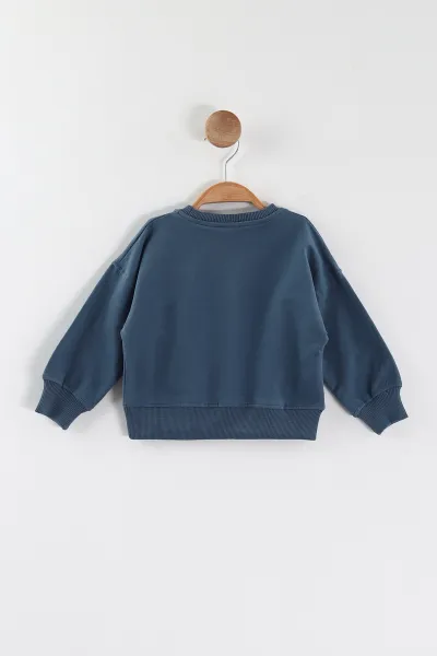 İndigo (1-4 Yaş)Baskılı Cepli Erkek Çocuk Sweatshirt 432840