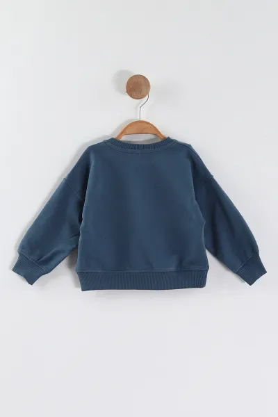 İndigo (1-4 Yaş)Süzene Nakışlı Baskılı Erkek Çocuk Sweatshirt 432906