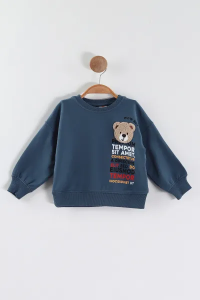 İndigo (1-4 Yaş)Süzene Nakışlı Baskılı Erkek Çocuk Sweatshirt 432906