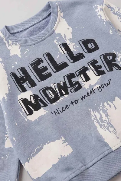 İndigo (1-5 Yaş) Hello Monster Baskılı 2 İp Erkek Çocuk Takım 479017
