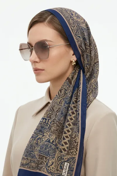 İndigo 180x70 Cm Our Fashion Dijital Baskılı Desenli Bambu Kraş Şal 488557