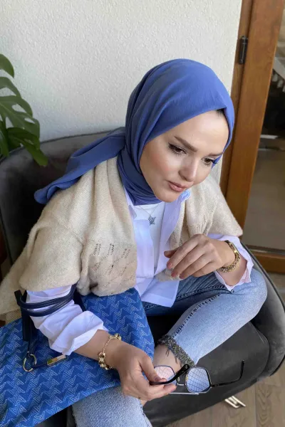 İndigo 180x70 Pamuk Kraş Kırışmaz Şal 270789