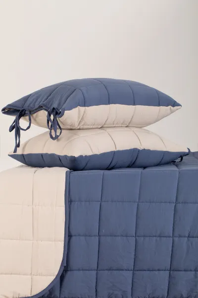 İndigo 190x225 cm Düz Renk Çift Taraflı Pamuklu Yatak Örtüsü Tek Kişilik 288834