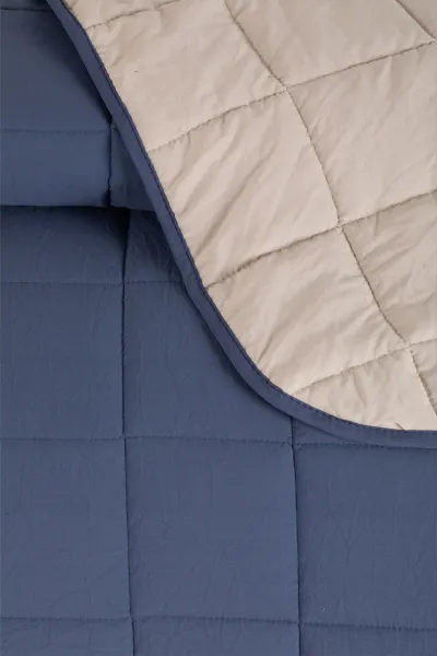 İndigo 190x225 cm Düz Renk Çift Taraflı Pamuklu Yatak Örtüsü Tek Kişilik 288834