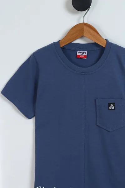 İndigo (2-5 Yaş) Ön Arka Skateboard Baskılı Cep Detaylı Penye Erkek Çocuk Yazlık Takım 347254