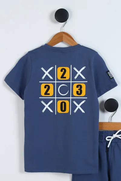 İndigo (2-5 Yaş)XOX Ön Arka Baskılı Cep Detay Şortlu Erkek Çocuk Takım 346412