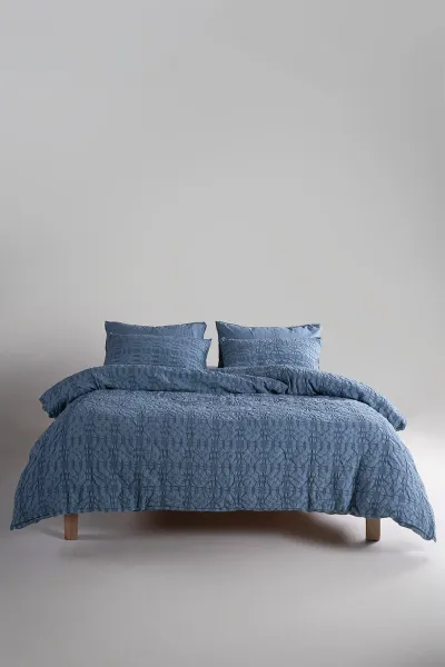 İndigo 200x220 Cm Bella Home Çift Kişilik Kristal Jakarlı Nevresim Takımı - Zarif Desen & Premium Kalite 475810