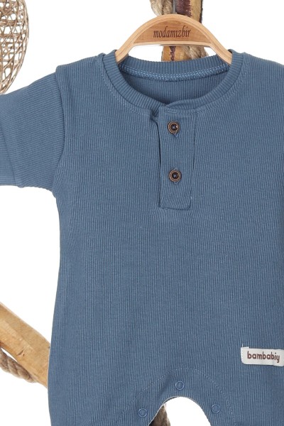 İndigo (3-12 Ay) Düğmeli Kaşkorse Erkek Bebe Tulum 166698
