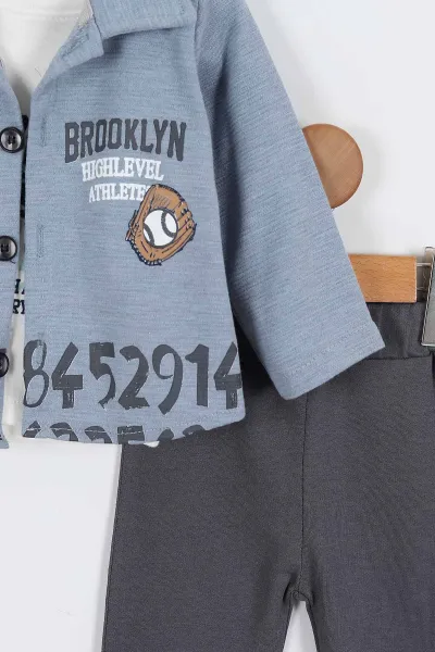 İndigo (3-18 Ay) Brooklyn Legend Baskılı 3'lü Erkek Bebek Takım 340633