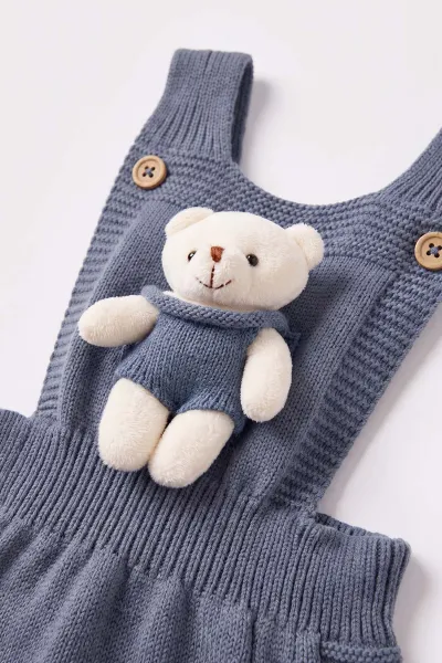 İndigo (3-18 Ay) Oyuncak Ayılı Şapkalı Kız Bebek Salopet 474248